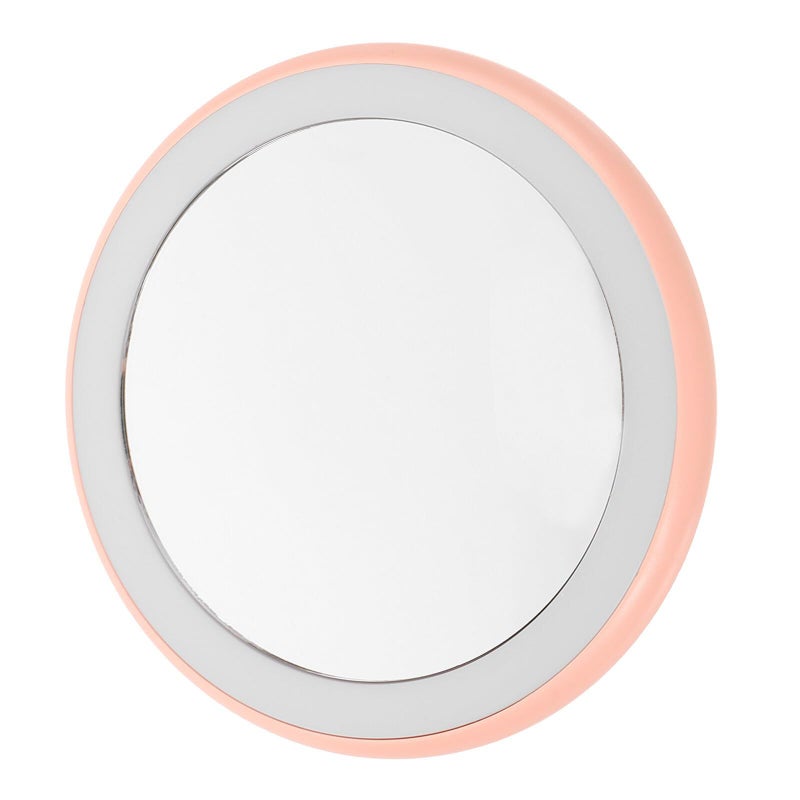Unomor USB Rechargeable Lighted Makeup Mirror Pink Compact Travel Handheld - Image 2