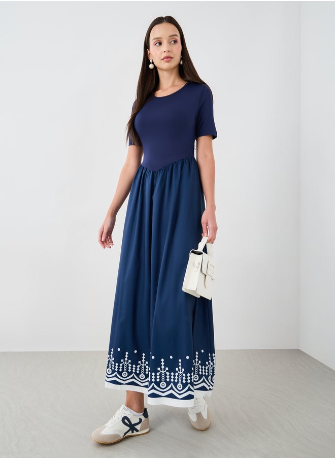 Take Two Navy Printed Maxi Dress  - Image 2