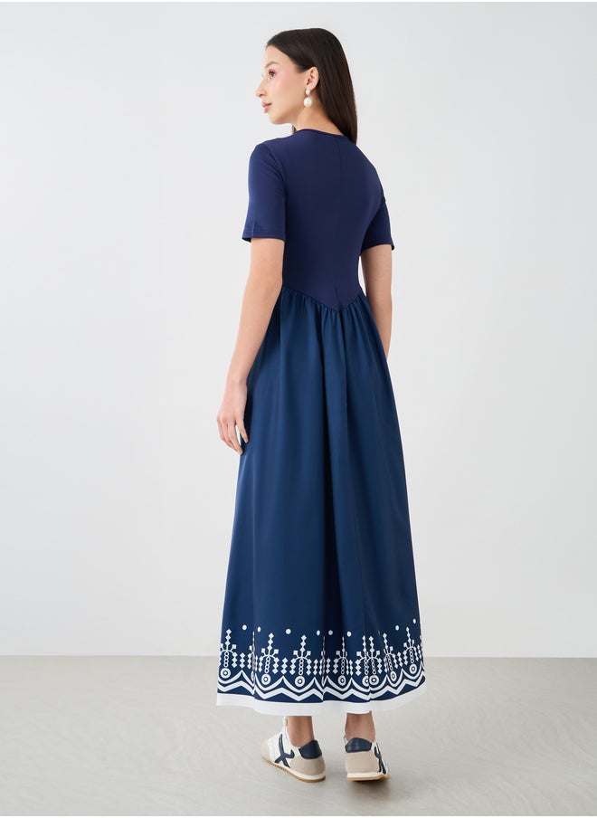 Take Two Navy Printed Maxi Dress  - Image 5