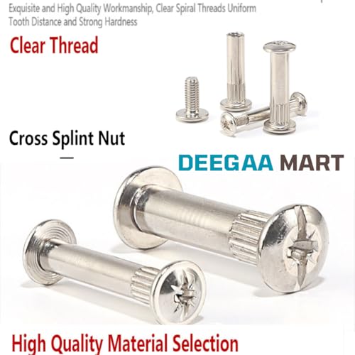 DEEGAA MART M6 30mm Furniture Connecting Screws, M6 Sleeve Screws, Furniture Assembly Screw with Bolt,Cabinet Fittings for Stable Connection - (Size: M6,15 Sets) - Image 3