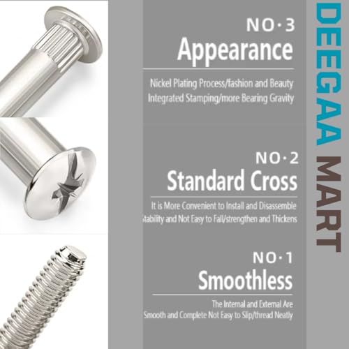 DEEGAA MART M6 30mm Furniture Connecting Screws, M6 Sleeve Screws, Furniture Assembly Screw with Bolt,Cabinet Fittings for Stable Connection - (Size: M6,15 Sets) - Image 2