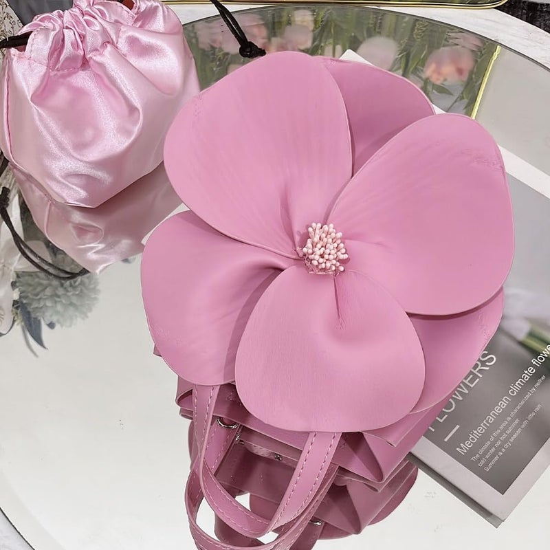 CUXVA Mini Flower Evening Purse Bridal Clutch for Wedding PU Leather Evening Handbag with Chain Wedding Party Prom Crossbody Purses - Image 2