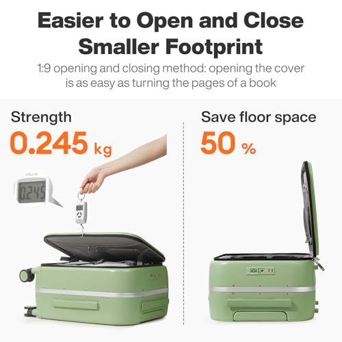 mixi 20 Inch Carry On Luggage 22x14x9 Airline Approved PC Hard Shell Suitcase Top Opening Aluminum Frame Travel Suitcases with Wheels, Avocado Green - Image 3