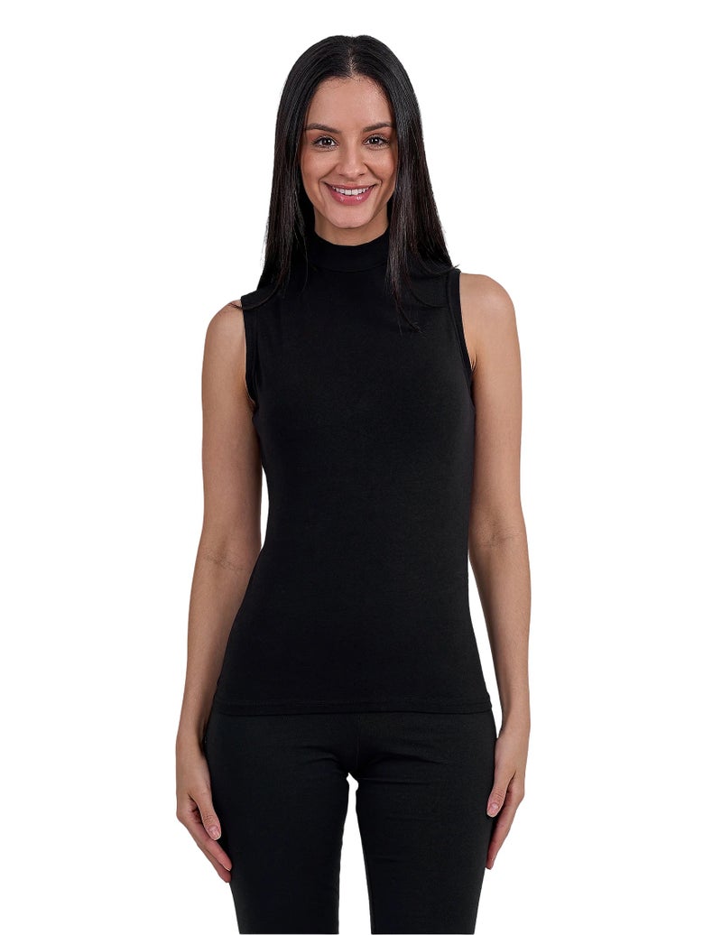 دايس® توب حريمي كت رقبة عالية لون اسود - Image 1