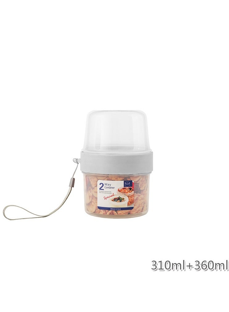 يونيكبيبي حاوية تخزين طعام محمولة، طبقتان لحجرتين، مقسمة الطعام، 310+360 مل - Image 3