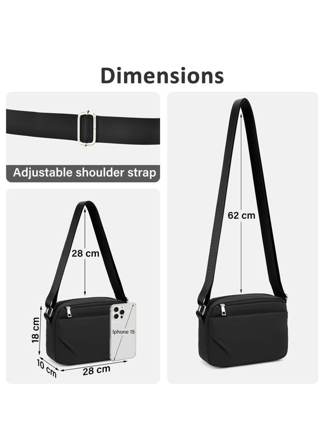 oscaurt Small Crossbody Bags for Women Travel Quadruple Zip Crossbody Purse Trendy Shoulder Handbags Cell Phone Purses, Black, Small, Trendy - Image 4