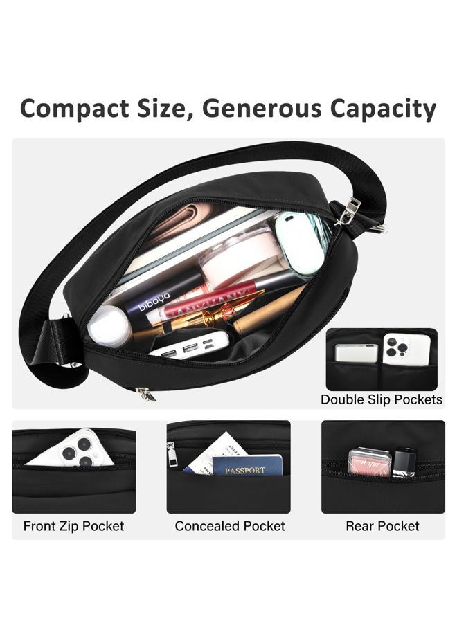 oscaurt Small Crossbody Bags for Women Travel Quadruple Zip Crossbody Purse Trendy Shoulder Handbags Cell Phone Purses, Black, Small, Trendy - Image 5