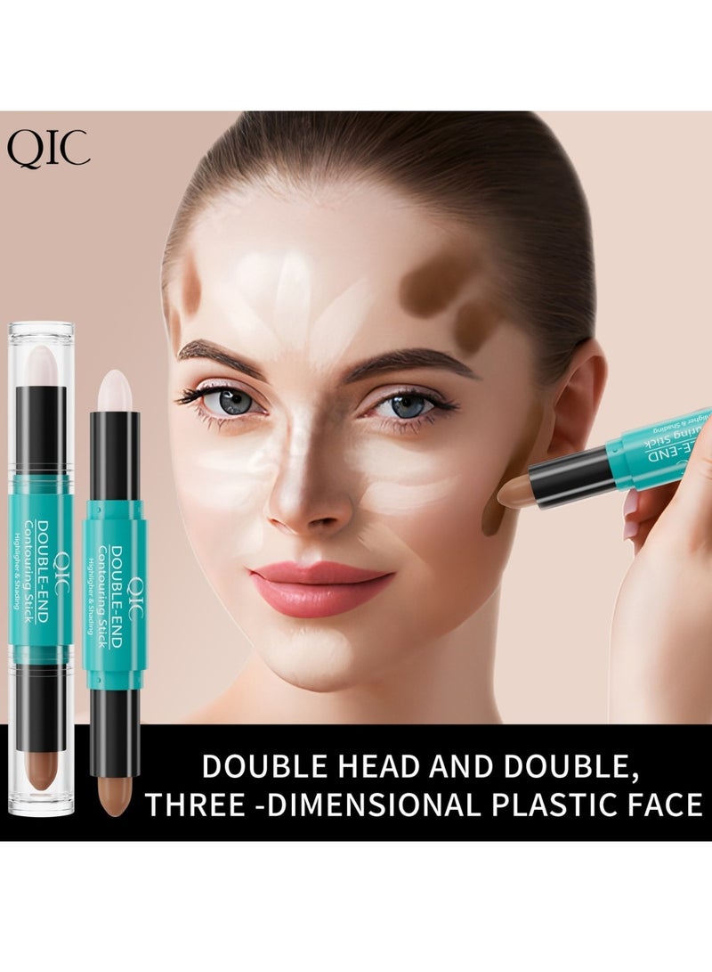QIC 2 in1 Contouring Stick Highlighting Contour Highlighter Makeup Stick Double ended Eye Concealer Stick Facial Highlighter Makeup Mineral Contour Concealer Smooth Cream Bronzer Stick Shading Stick 01 - Image 4