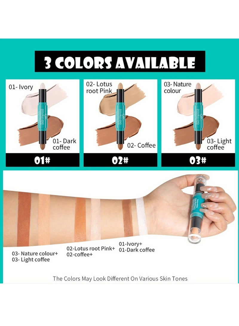QIC 2 in1 Contouring Stick Highlighting Contour Highlighter Makeup Stick Double ended Eye Concealer Stick Facial Highlighter Makeup Mineral Contour Concealer Smooth Cream Bronzer Stick Shading Stick 01 - Image 5