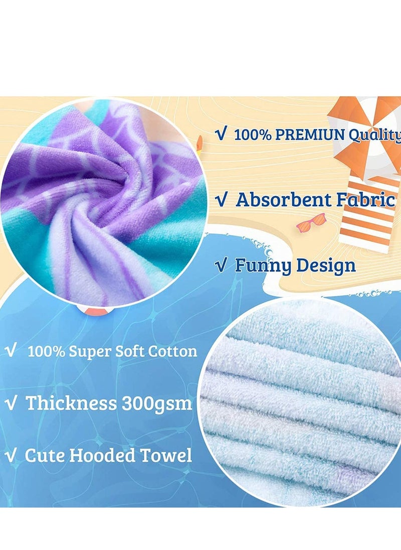 SYOSI Hooded Towel for Babys Toddlers, Boys Girls 12M to 5 Years, 48"x24" Cotton Wrap, Super Soft Absorbent Cotton, Multi Use for Kids Bath Pool Beach Swim Bathroom Child Cover, Mermaid Purple  - Image 5