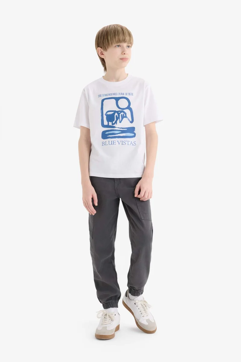 ديفاكتو Boy Regular Fit Crew Neck Printed Short Sleeve T-Shirt