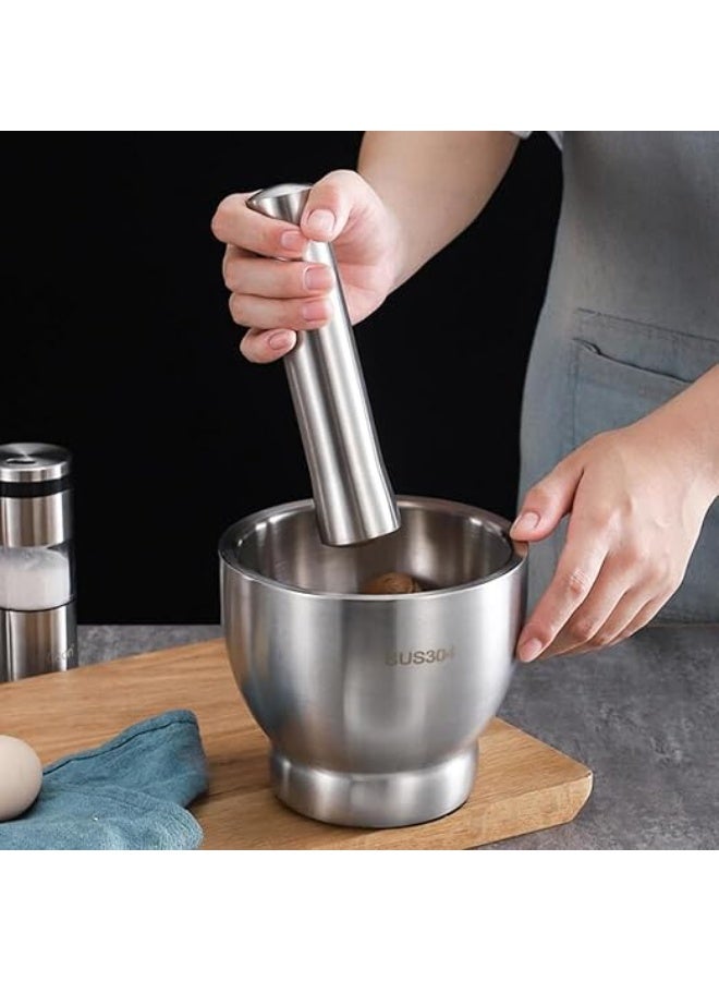 Premium Kitchen Mortar and Pestle Set – Solid 304 Stainless Steel Grinder with Lid and Non-Slip Base for Garlic, Spices, Herbs and Nuts - Image 5