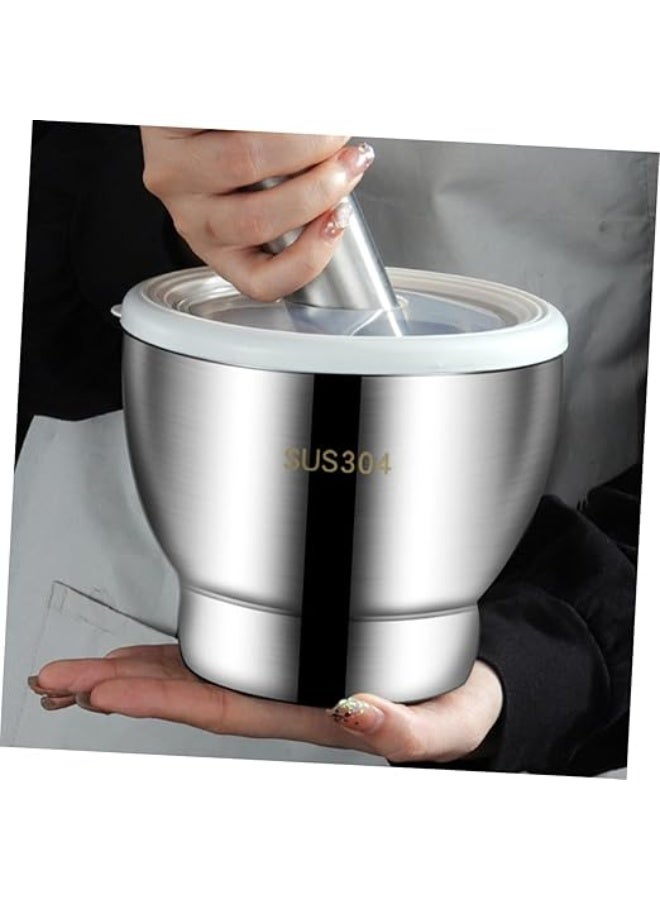 Premium Kitchen Mortar and Pestle Set – Solid 304 Stainless Steel Grinder with Lid and Non-Slip Base for Garlic, Spices, Herbs and Nuts - Image 4