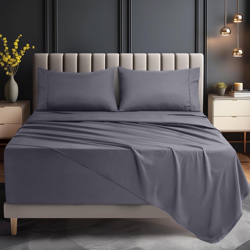 Utopia Bedding Deep Pocket Full Sheet Set - Fits Mattresses Up to 21 inches - Cooling, Soft & Breathable - Oeko-TEX 4 Piece Bed Sheets (Grey) - Image 2