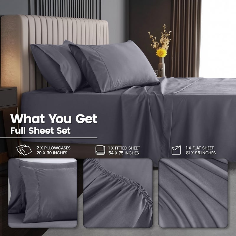 Utopia Bedding Deep Pocket Full Sheet Set - Fits Mattresses Up to 21 inches - Cooling, Soft & Breathable - Oeko-TEX 4 Piece Bed Sheets (Grey) - Image 3