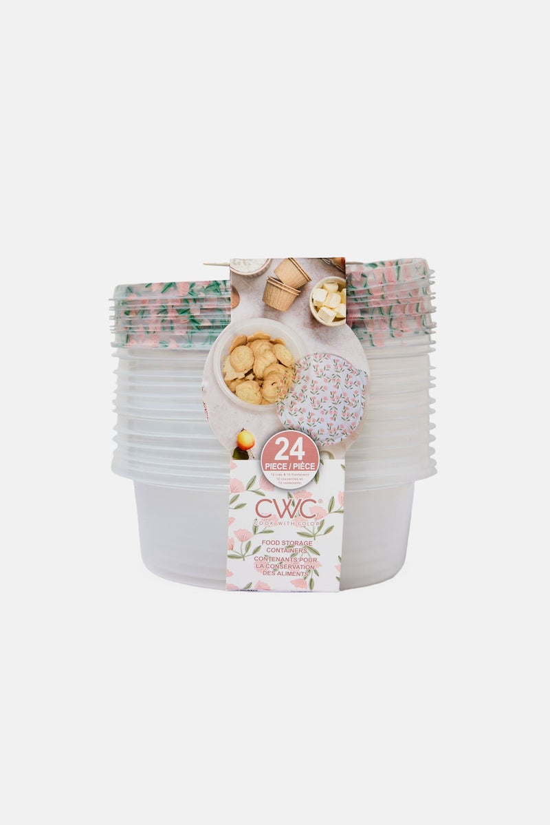 COOK WITH COLOR 24 Pieces Floral Pattern Food Storage Containers, Multicolor - Image 1