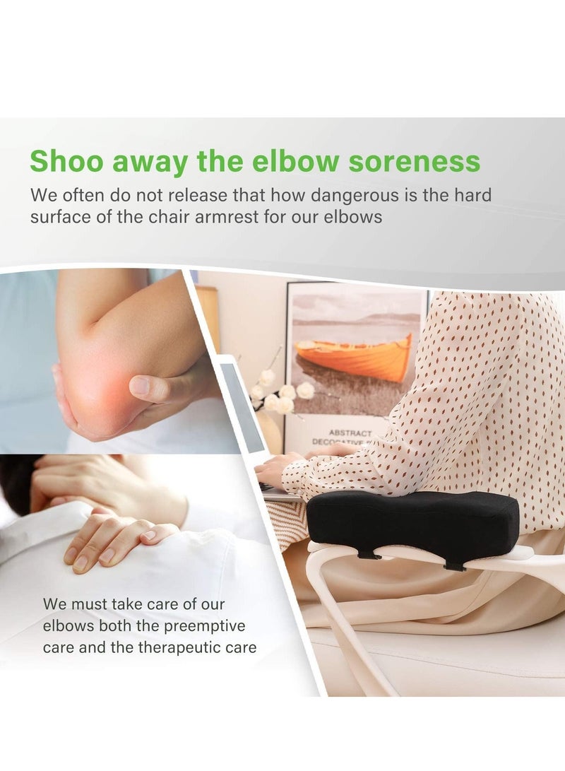 كابتن تيك Chair Armrest Cushion, 2 Pcs Armrest Pads Extra Thick Ergonomic Elbow Pillow Support Cushion Pressure Relief Memory Foam With Velcro Straps for Office Chair Gaming Chair Armrest(Black) - Image 2