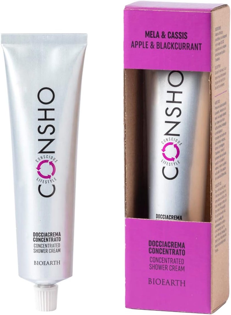 Bioearth Consho Concentrated Bath Cream with Aloe Vera Juice Shea Butter Coconut Oil and Blackcurrant Extract from Organic Farming Vegan AIAB Certification  100ml Pack