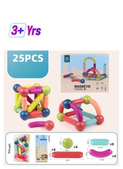 Generic 25 Pcs 3D Magnet Building Toys - Magnetic Building Sticks Blocks Toy - STEM Educational Construction Toys - Learning Boys Girls Toys Age 3+ - Birthday Gift  - Image 1