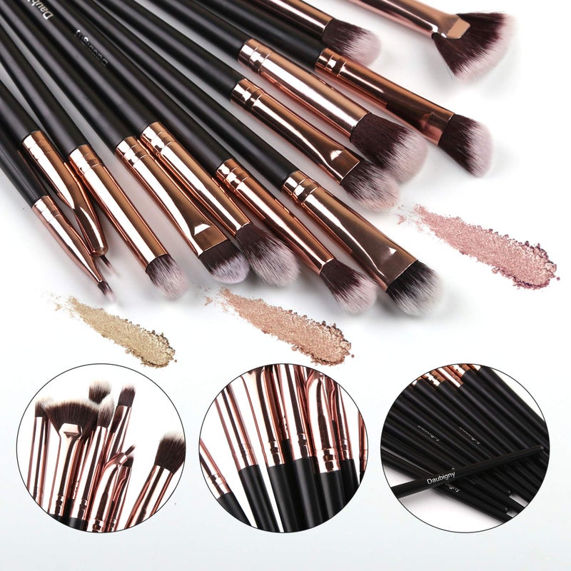 Daubigny Eye Makeup Brushes, 12 PCS Professional Eye shadow, Concealer, Eyebrow, Foundation, Powder Liquid Cream Blending Brushes Set With Carrying Bag (Black) - Image 3