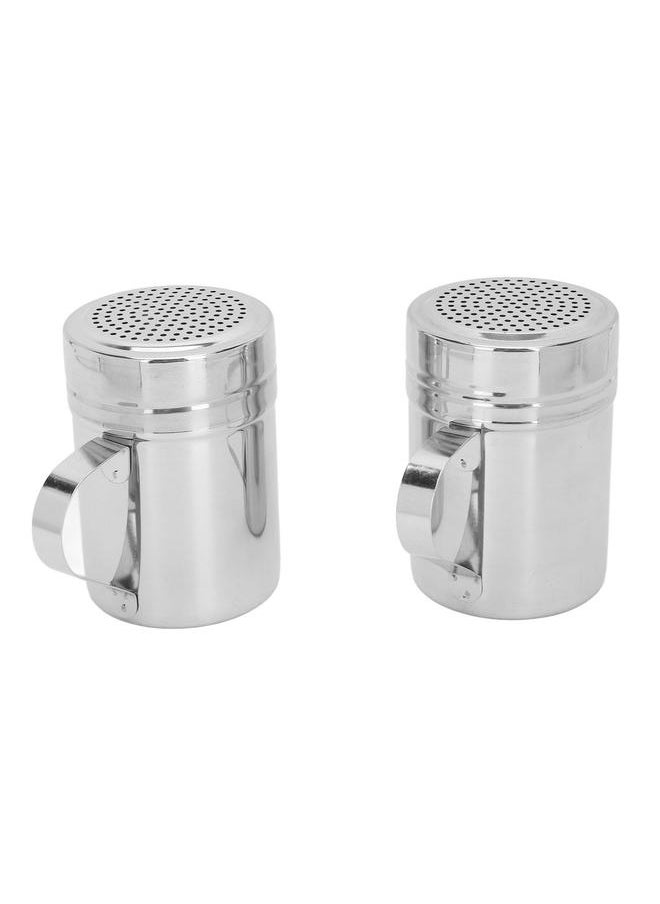 Thoraya 2pcs Stainless Steel Dredge Shaker with Lid Handle Salt Sugar Shakers Seasoning Pepper Shaker for Cooking Baking  - Image 4