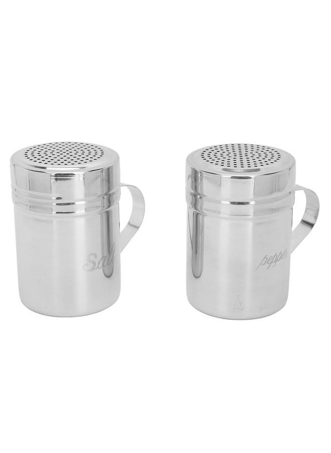 Thoraya 2pcs Stainless Steel Dredge Shaker with Lid Handle Salt Sugar Shakers Seasoning Pepper Shaker for Cooking Baking  - Image 1