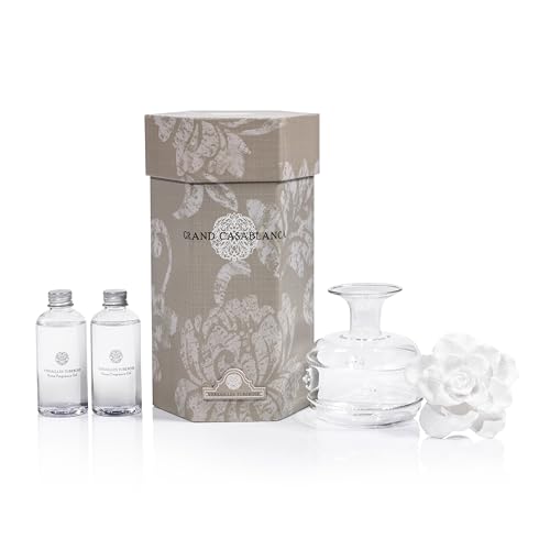 Zodax Grand Casablanca Porcelain Oil Diffuser - Home Fragrance Oil Diffuser Ideal for Living Room, Bathroom, Office - Flower Design - Gift Box Packaging Included - Versailles Tuberose - 6.76 Oz. - Image 2