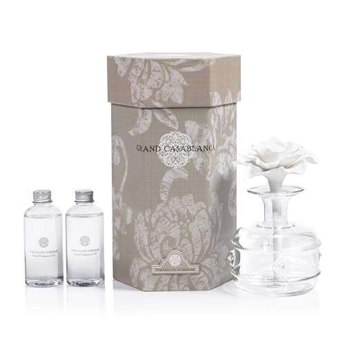 Zodax Grand Casablanca Porcelain Oil Diffuser - Home Fragrance Oil Diffuser Ideal for Living Room, Bathroom, Office - Flower Design - Gift Box Packaging Included - Versailles Tuberose - 6.76 Oz. - Image 5