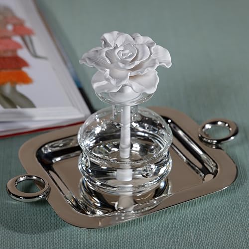 Zodax Grand Casablanca Porcelain Oil Diffuser - Home Fragrance Oil Diffuser Ideal for Living Room, Bathroom, Office - Flower Design - Gift Box Packaging Included - Versailles Tuberose - 6.76 Oz. - Image 4