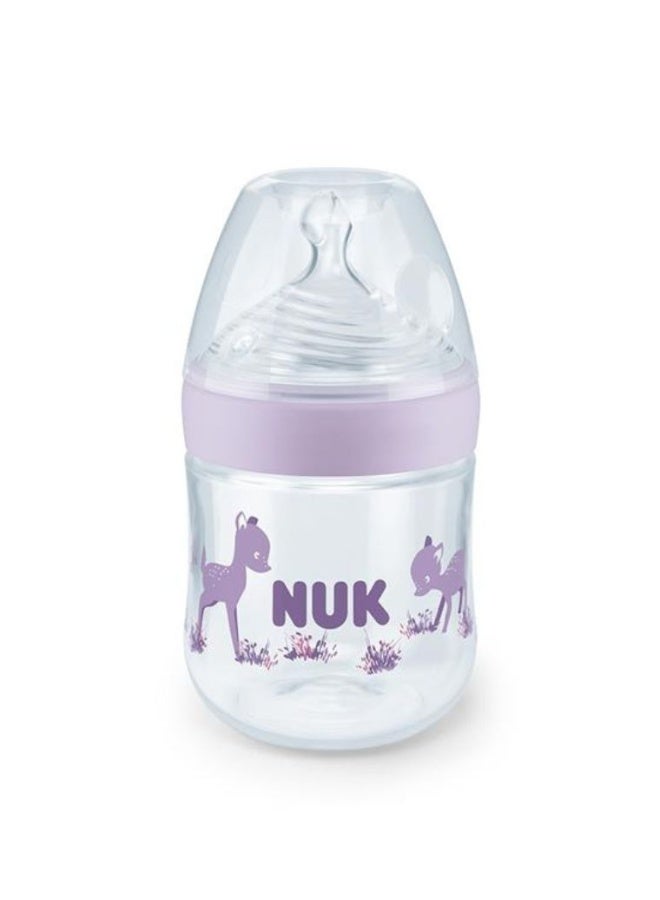 NUK Nature Sense Baby Feeding Bottle 150ml Purple Silicone Nipple Size S Anti-Colic with Temperature Control Indicator BPA Free Bottle for Newborns - Image 1
