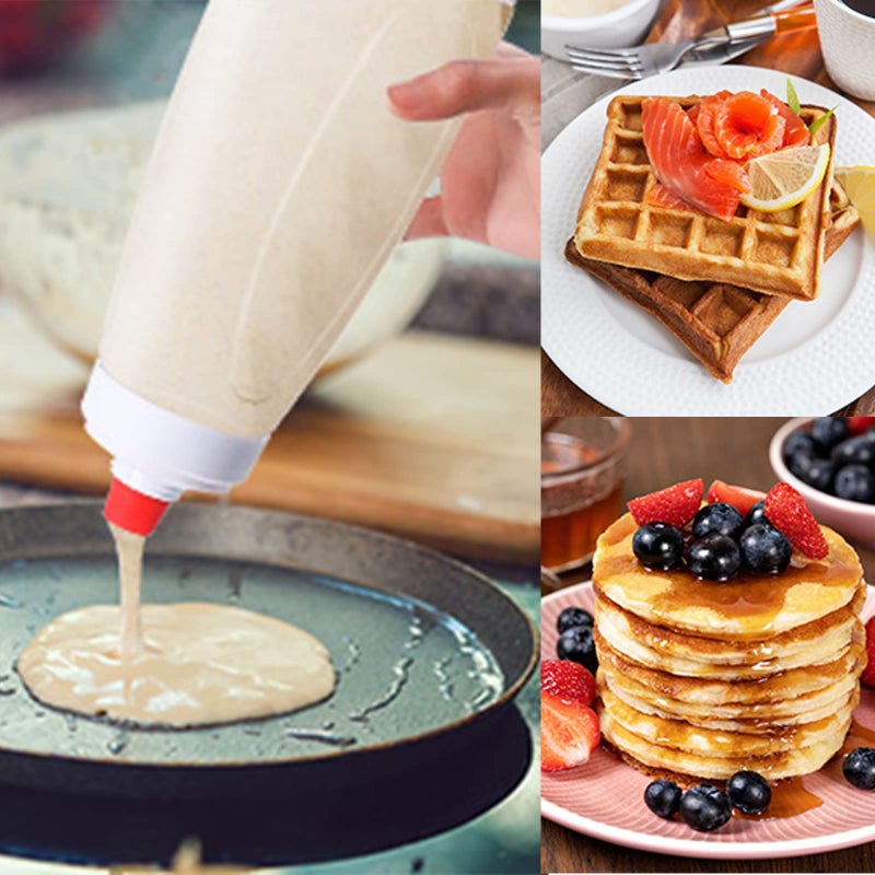 Lovical Pancake Batter Dispenser and Mixer with BlenderBall Wire Whisk Batter Bottle Squeeze Kitchen Pancake Shaker Batter Dispenser Bottle Baking Tool for Cupcakes, Muffins, Crepes, and More - Image 4
