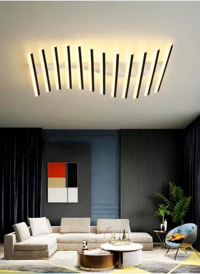 fashionhome Modern Design Creative Curve-Shaped Strips LED Chandeliers Ceiling Light Fixture Ceiling Lamp for Dining Room Living Room 90x60x10 cm  - Image 1