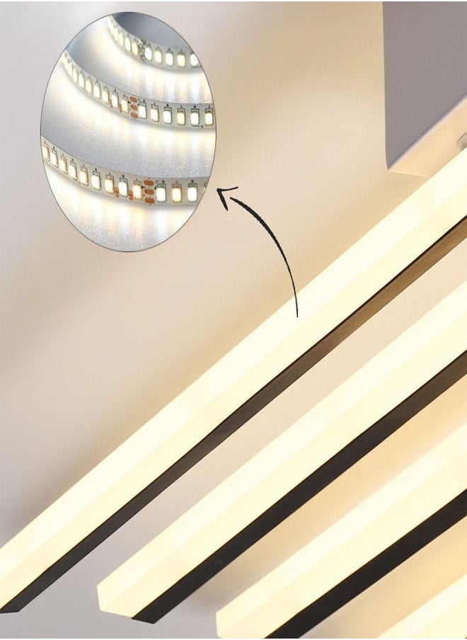 fashionhome Modern Design Creative Curve-Shaped Strips LED Chandeliers Ceiling Light Fixture Ceiling Lamp for Dining Room Living Room 90x60x10 cm  - Image 3