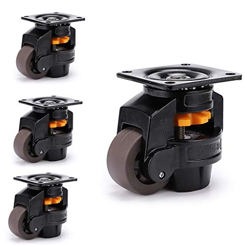 Skelang Leveling Machine Caster Model-80, Large Top Plate Leveling Wheel with Retractable NBR Pad for Heavy Workbench, Electric Equipment, Vending Machine, Total Loading Capacity 3300 Lbs, Pack of 4 - Image 1