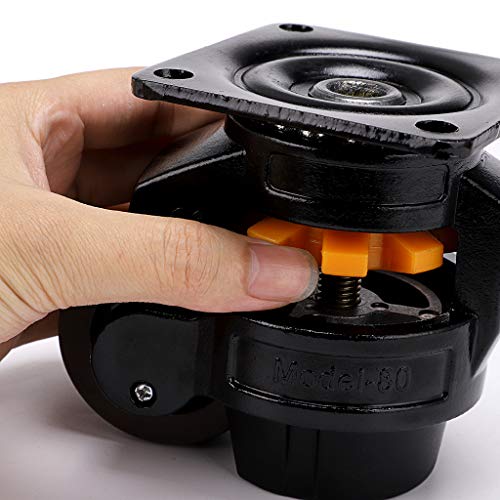 Skelang Leveling Machine Caster Model-80, Large Top Plate Leveling Wheel with Retractable NBR Pad for Heavy Workbench, Electric Equipment, Vending Machine, Total Loading Capacity 3300 Lbs, Pack of 4 - Image 3