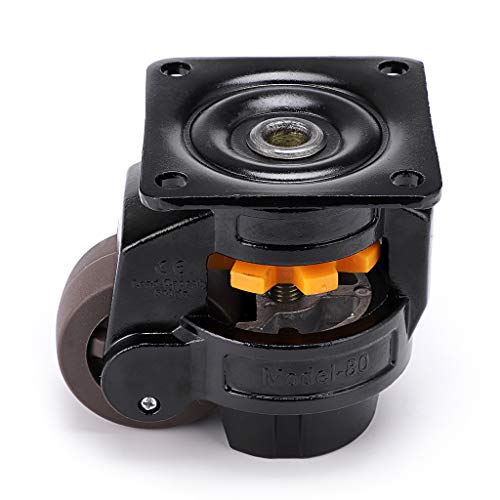 Skelang Leveling Machine Caster Model-80, Large Top Plate Leveling Wheel with Retractable NBR Pad for Heavy Workbench, Electric Equipment, Vending Machine, Total Loading Capacity 3300 Lbs, Pack of 4 - Image 2