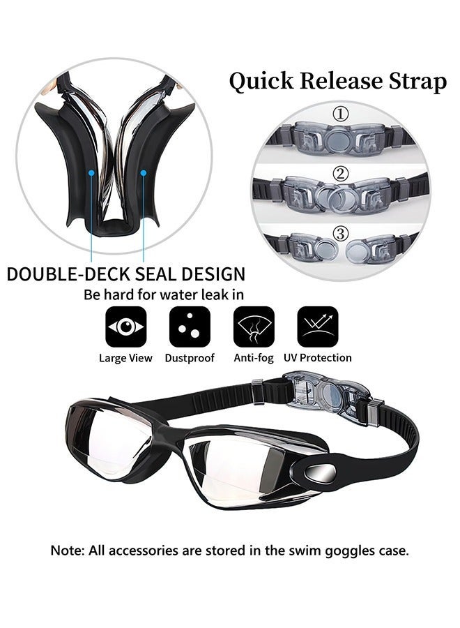 BOFAN 7-in-1 Anti-Fog Swimming Goggles Set with UV Protection, Leakproof Silicone Fit, Swim Cap, Nose Clip, Earplugs, Goggles Case, Waterproof Phone Pouch, Cleaning Cloth & Storage Bag – Unisex Goggles for Men, Women & Teens, Premium Set for Swimming and Everyday Use - Image 3