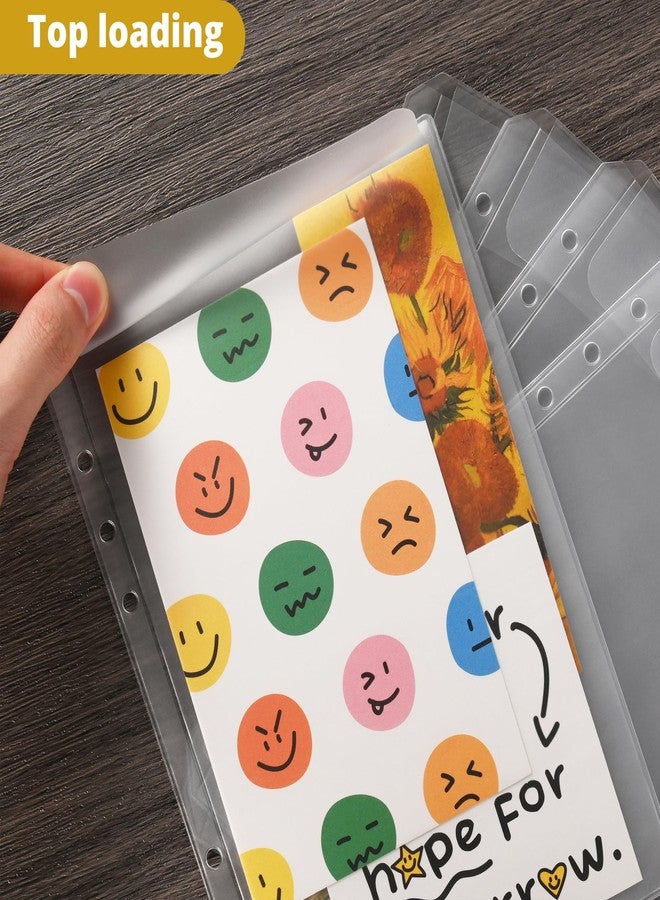 Imslery 12 Pieces A5 Clear Binder Insert Pocket - 6 Hole No Zipper Envelope for Planner, Budgeting, Saving, Financial Record, Document Organization, Journaling, Specimen, Stamp, Photo, and Postcard - Image 3