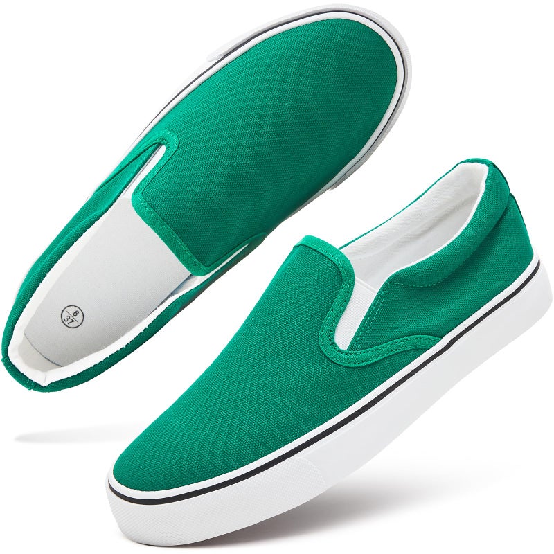 hash bubbie Women's Slip on Shoes Canvas Sneakers Loafers Non Slip Shoes Low Top Casual Shoes(Dark Green.US6) - Image 1