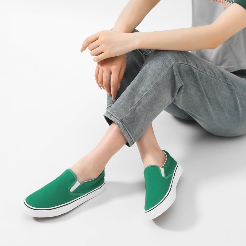 hash bubbie Women's Slip on Shoes Canvas Sneakers Loafers Non Slip Shoes Low Top Casual Shoes(Dark Green.US6) - Image 4