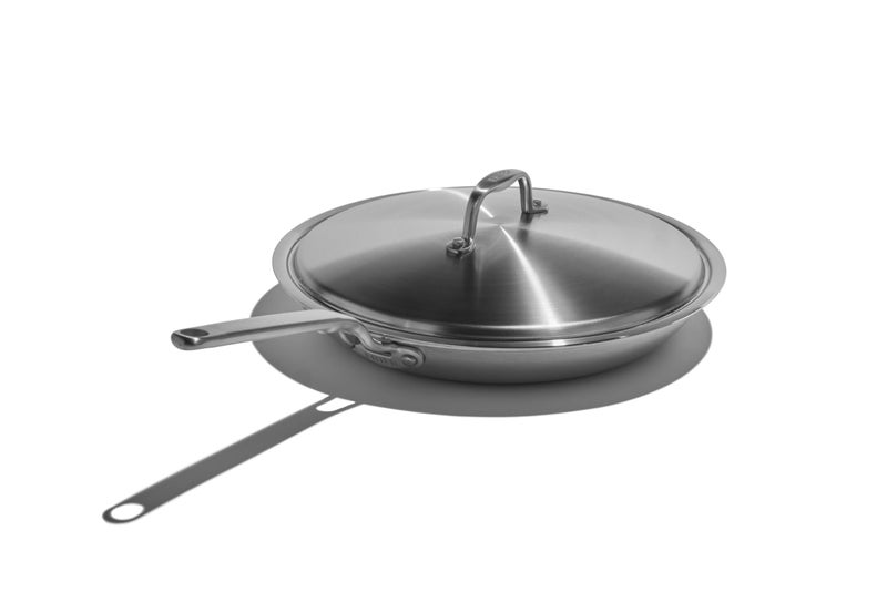 Heritage Steel Eater Series 12 Inch Frying Pan with Lid | Made in USA | 5-Ply Fully Clad Stainless Steel | Stay Cool Handle Design | Induction Ready & Non-Toxic - Image 1