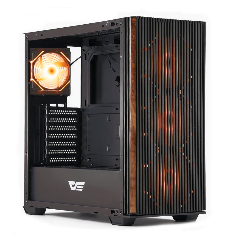 darkFlash DS900WS(2025) ATX PC Case, Genuine Walnut Wood, High Airflow, Pre-Install 4x120mm PWM ARGB Fans Computer Case, Mid-Tower Gaming PC Case, Type C Port, up to 360mm AIO(Black) - Image 1
