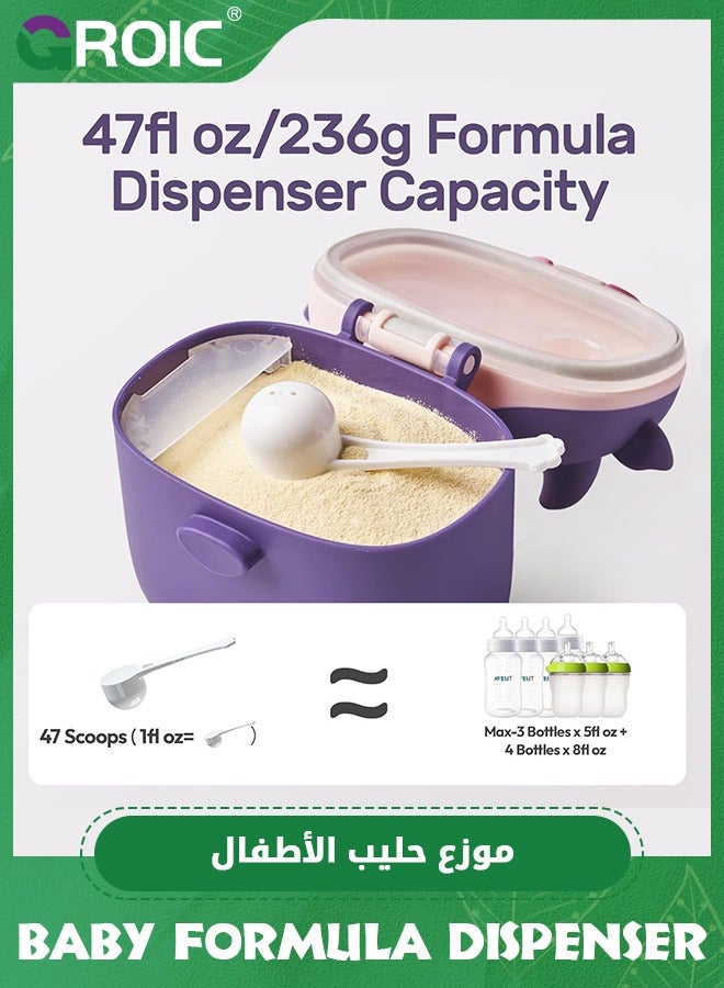 جرويك Baby Formula Dispenser On The Go, Formula Container to Go, Formula Holder for Travel, Outdoor Picnic with Baby Infant, Portable Container for Milk Powder, Snacks, Candy, Fruits (Purple) - Image 2