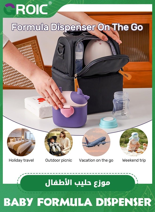جرويك Baby Formula Dispenser On The Go, Formula Container to Go, Formula Holder for Travel, Outdoor Picnic with Baby Infant, Portable Container for Milk Powder, Snacks, Candy, Fruits (Purple) - Image 4