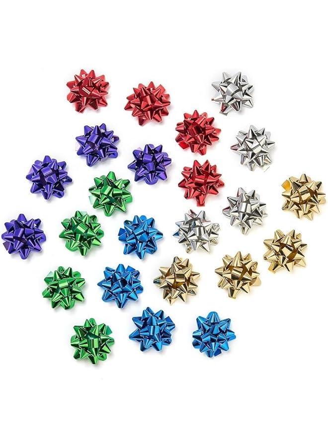 The Bros أقواس هدايا النجوم - أقواس عيد الميلاد المعدنية الصغيرة بألوان متنوعة لتغليف الهدايا، مثالية لتزيين العطلات، عبوة من 50 - Image 3
