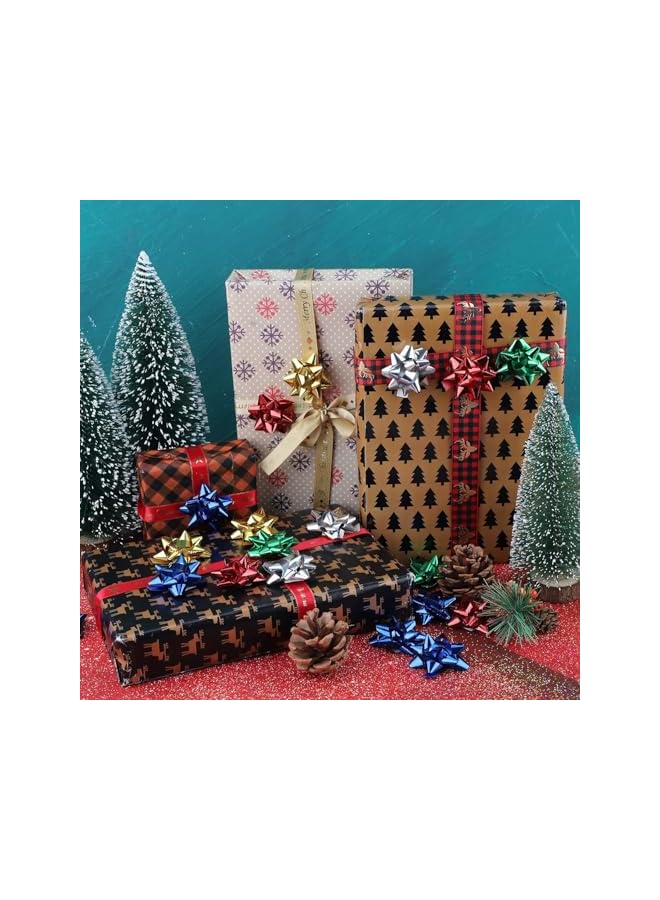 The Bros أقواس هدايا النجوم - أقواس عيد الميلاد المعدنية الصغيرة بألوان متنوعة لتغليف الهدايا، مثالية لتزيين العطلات، عبوة من 50 - Image 5