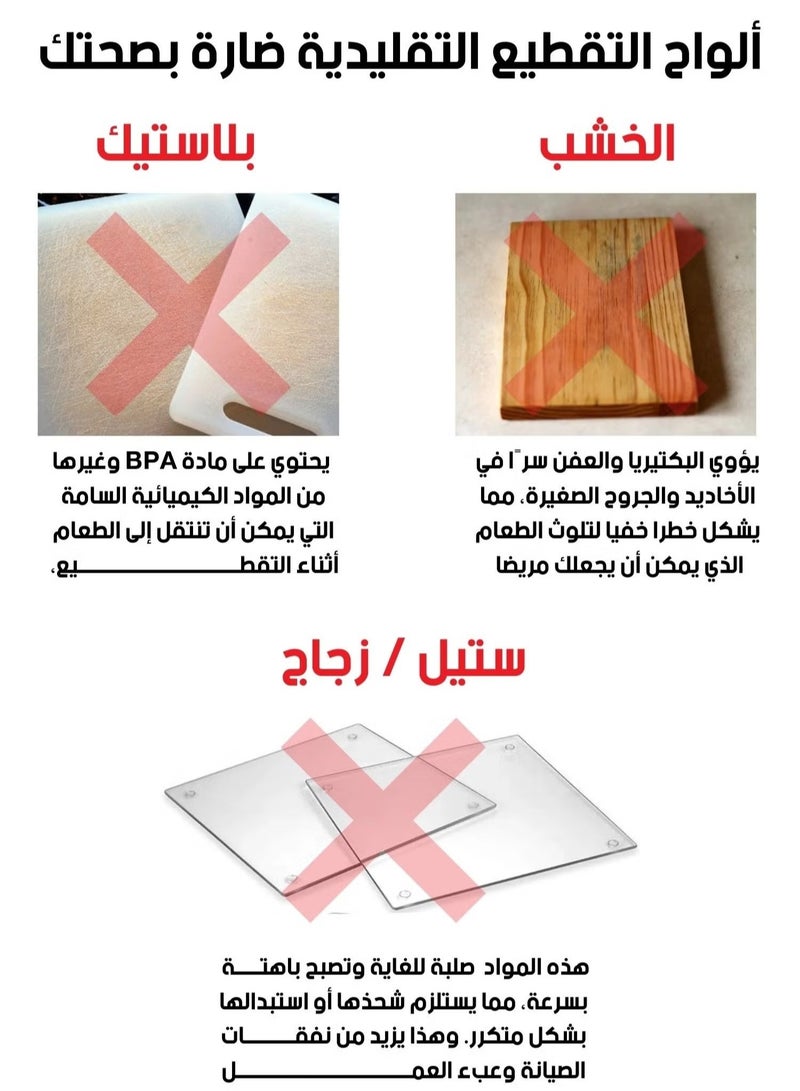 Beauenty Cutting Board Premium Double-Sided Titanium Chopping Board, Cutting Mat Titanium Heavy Duty Non-Slip For Kitchen Household Meat Vegetable Fruit (Set of 2) - Image 3