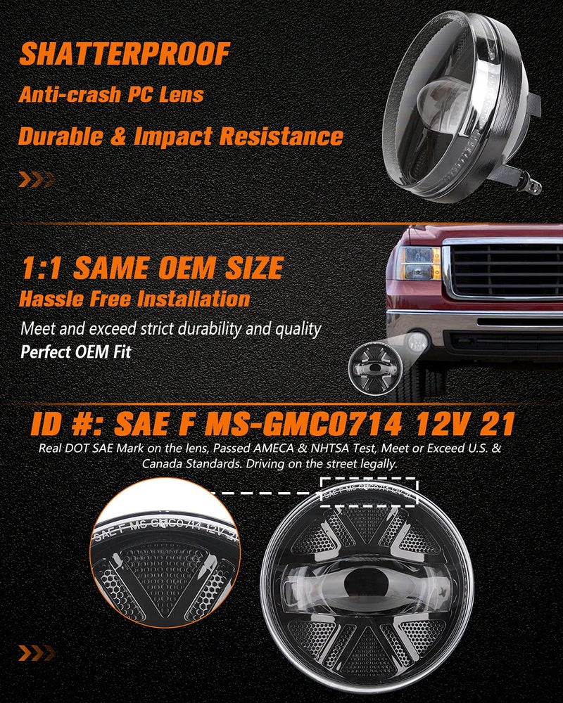 Z-OFFROAD مصابيح ضباب LED ترقية Z-OFFROAD متوافقة مع GMC سييرا 1500 2500HD 3500HD 2007 2008 2009 2010 2011 2012 2013 2014 مجموعة مصابيح ضباب LED لاستبدال مصابيح القيادة في الشاحنات - أسود - Image 2