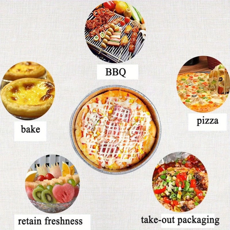 20 Pieces Round Aluminum Foil Pans 7.28 Inches Disposable Baking Trays For Freezing Ovens Cooking Heating And Roasting - Image 4