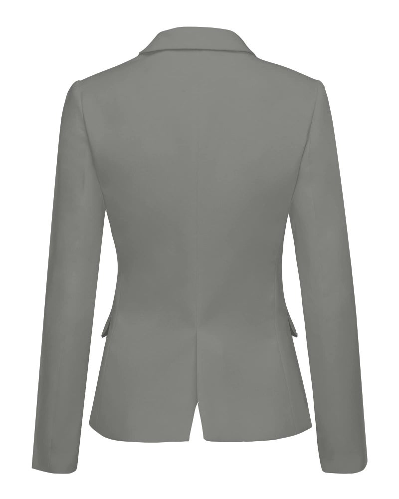 LookbookStore Women's Casual Grey Blazer Front Buttons Shoulder Pads Work Office Business Blazer Jacket Suit Size S - Image 2